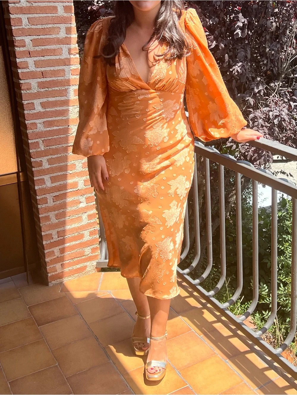 Hello Molly Orange Floral V-Neck Maxi Dress - Picture 3 of 3